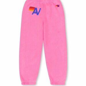 Aviator Nation Kids Pink Sweatpants with Rainbow Logo